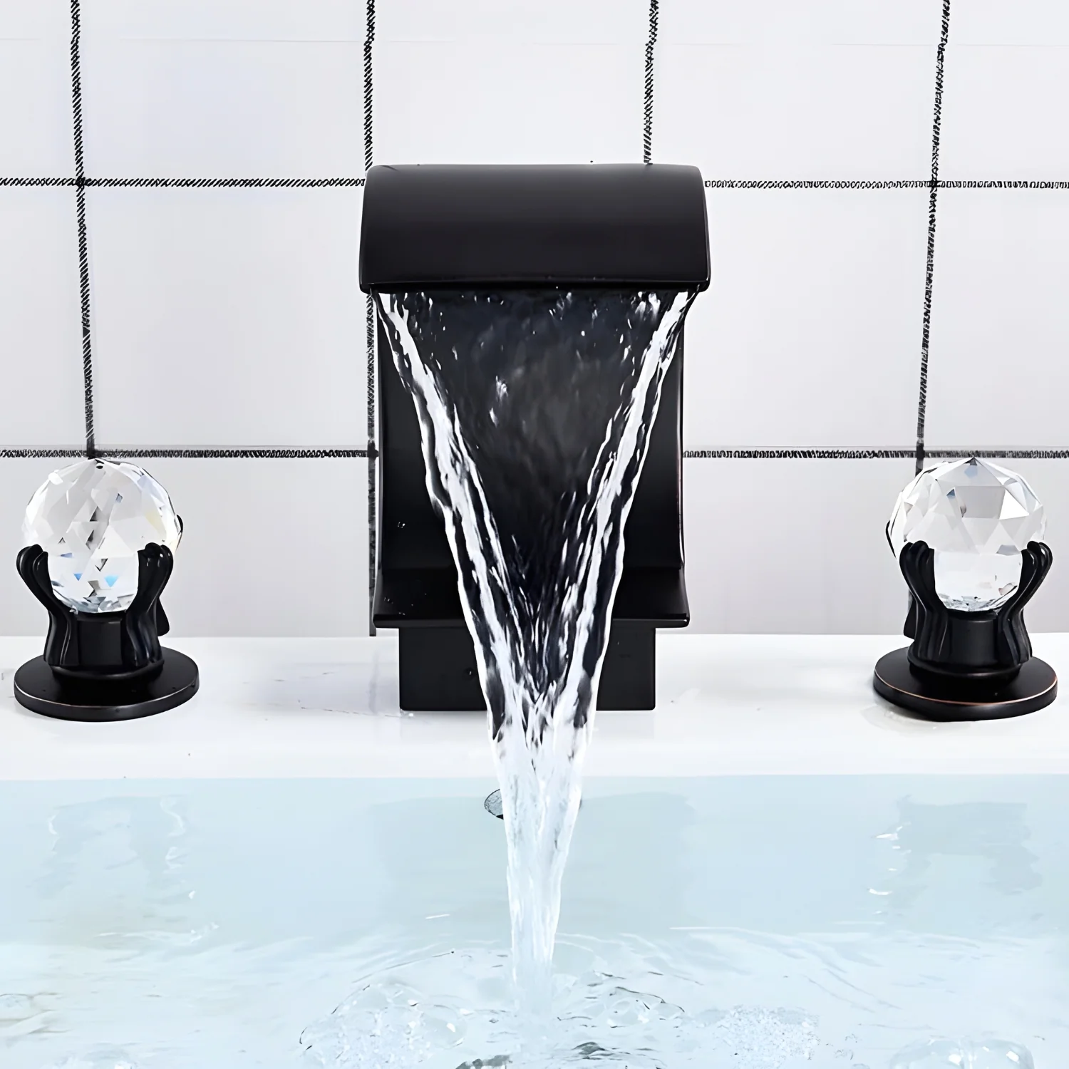 Halle - Three-Hole Waterfall Bathroom Faucet - Image 12