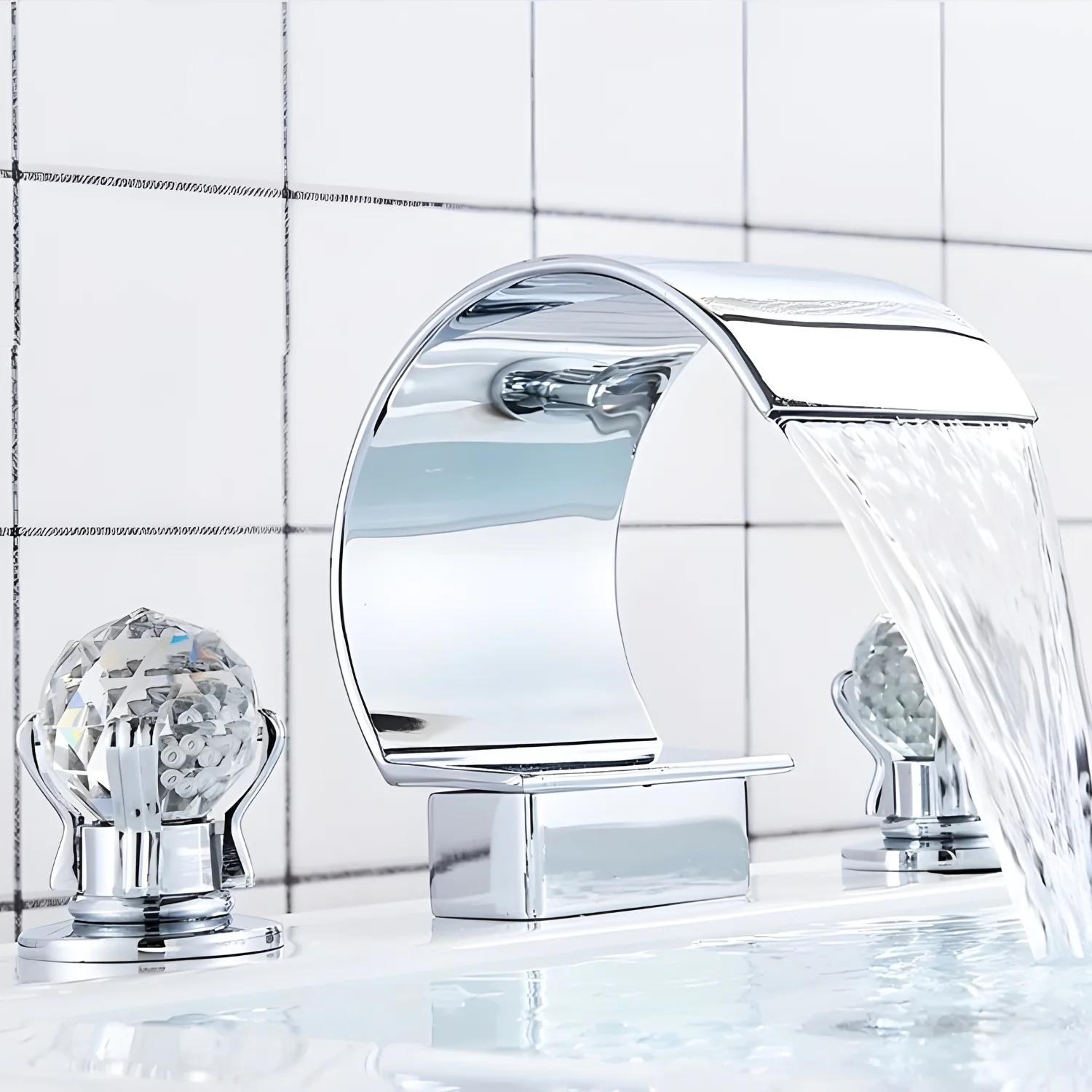 Halle - Three-Hole Waterfall Bathroom Faucet - Image 14