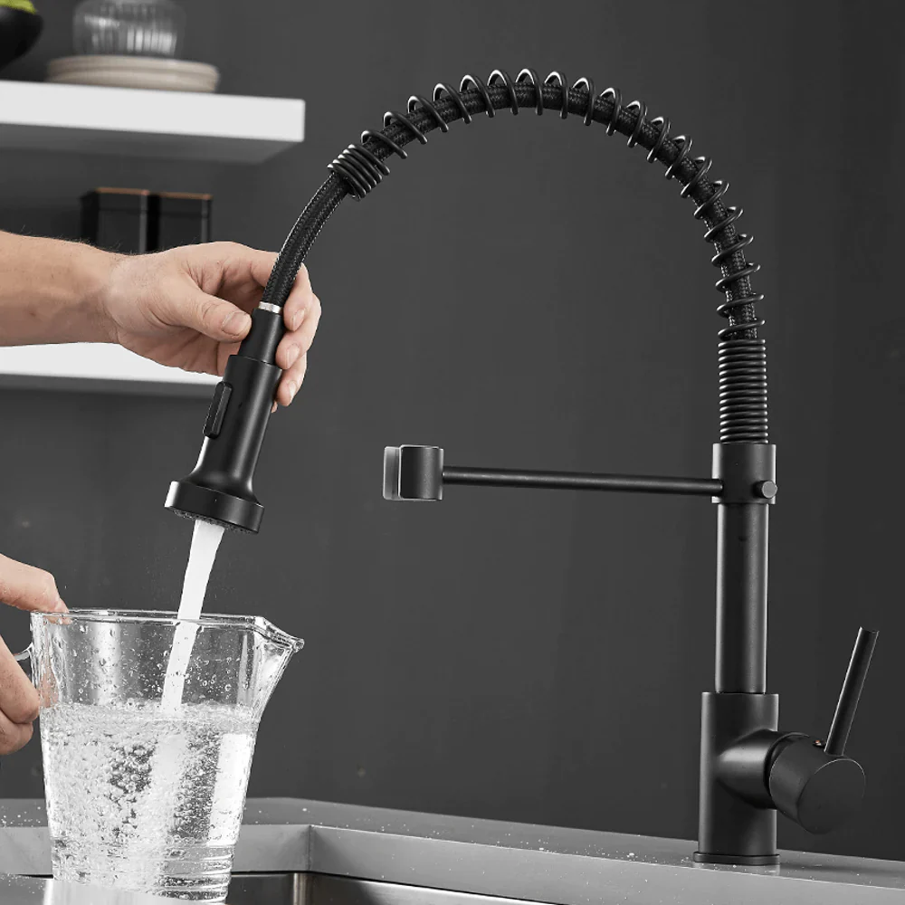 Halmstad - Single Hole Pre-Rinse Pull-Down Sprayer Spring Spout Kitchen Faucet - Image 13